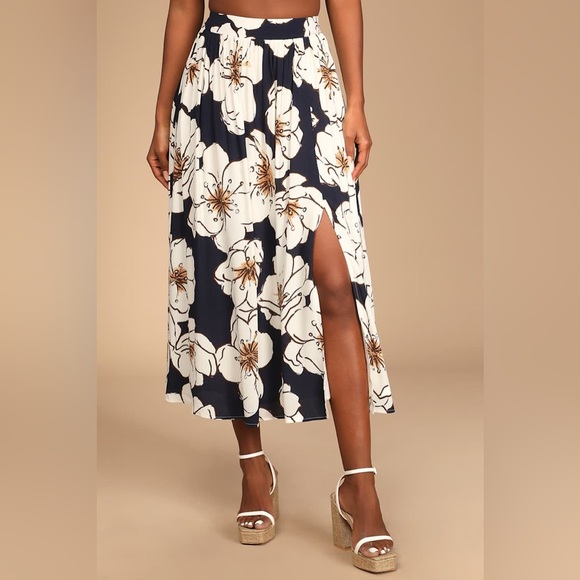 NWT Lulu's Black and Cream Floral Skirt Set Sz XL Womens Sz 14 - Picture 8 of 15